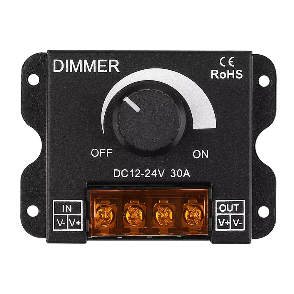 Ściemniacz LED DC 12V 24V 8A/30A Regulator Jasności do Samochodu Kampera Jednokolorowych Taśm LED Ściemnianie LED