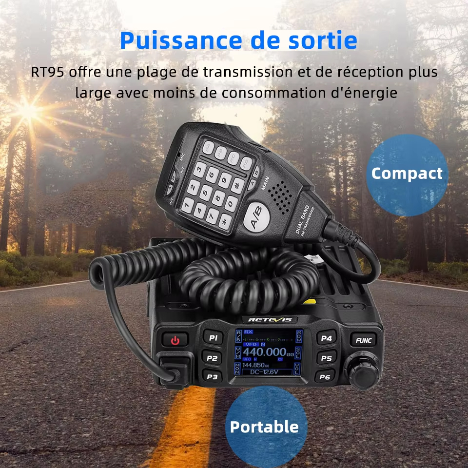 Retevis Autoradio RT95 Radios de Mobile Auto Radio Talkie Walkie Longue Portée Professionnel VHF UHF Talkie-walkie Poste Radio Voiture Amateur Ham Radio ricetrasmittente for Camping