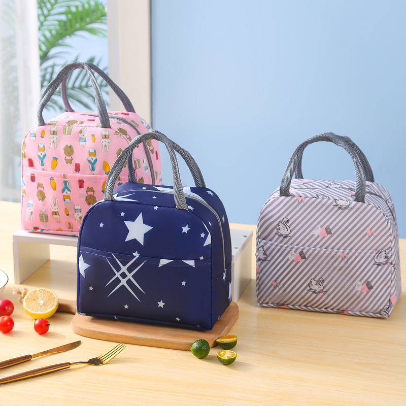 Fiambrera térmica con asa para mujer y niño, bolsa de almuerzo con aislamiento, almacenamiento de alimentos portátil, ideal para el desayuno