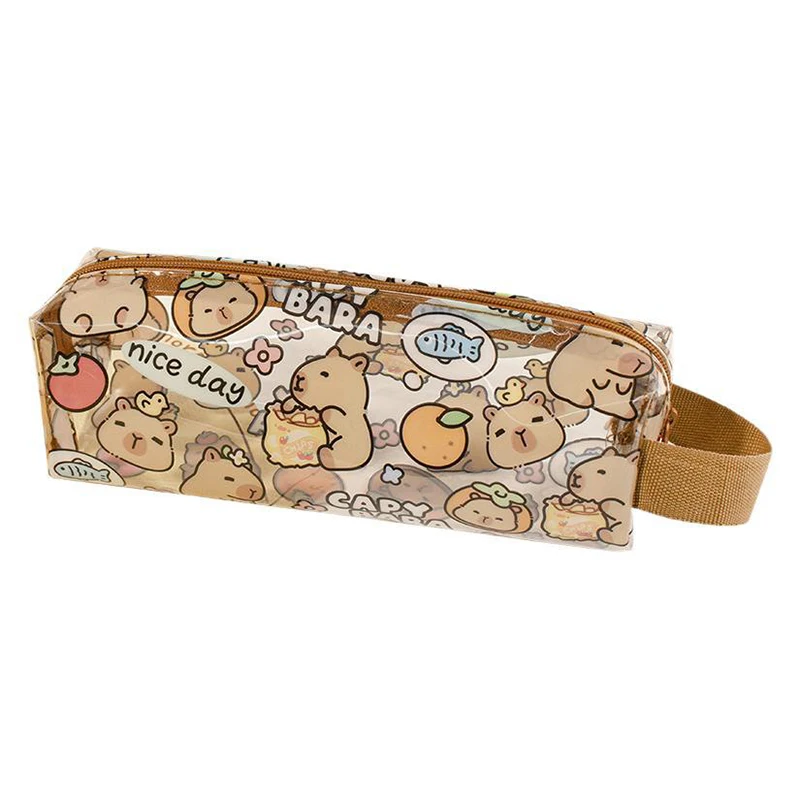 크리 에이 티브 Capybara 연필 케이스 만화 귀여운 펜 가방 Kawaii 지퍼 연필 케이스 학생 편지지 학교 사무용품 선물