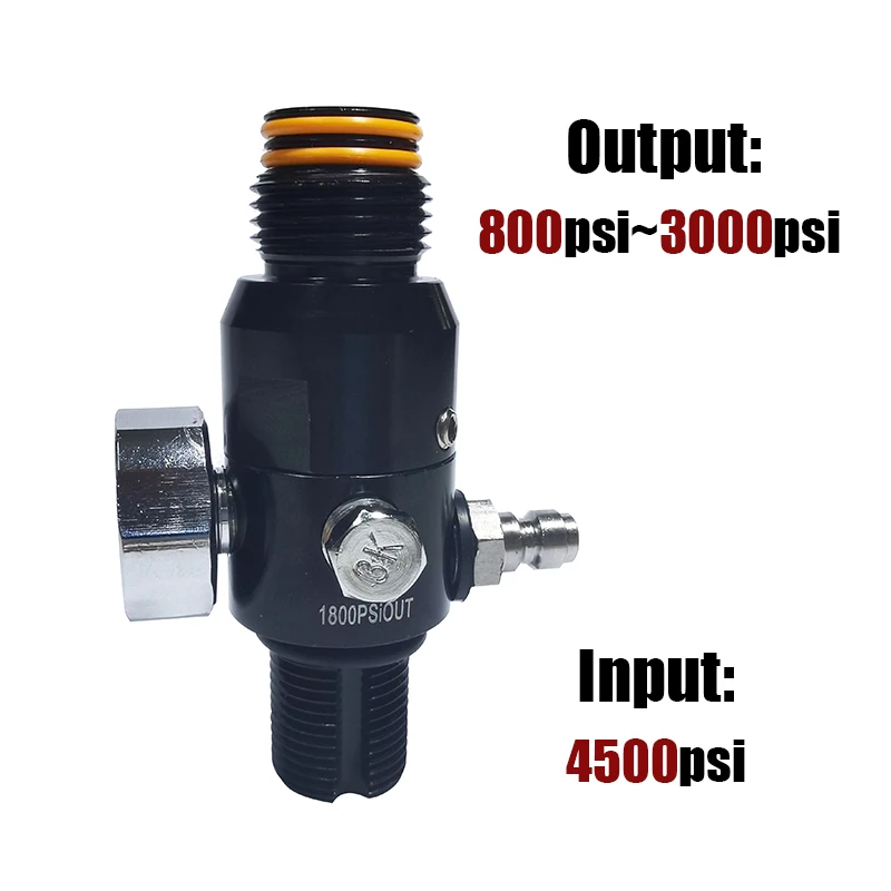 HPA Regulator Valve of Compressed Air Accessries CO2 Oxygen Nitrogen Cylinder Tank Bottle 4500psi Input, Output 800psi to 3000ps