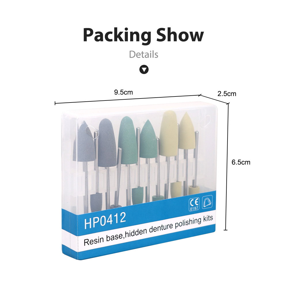 Hp0412 12 pçs/kit base de resina dental kits de polimento de dentadura escondida para baixa velocidade contra ângulo handpiece denspay ferramentas odontológicas
