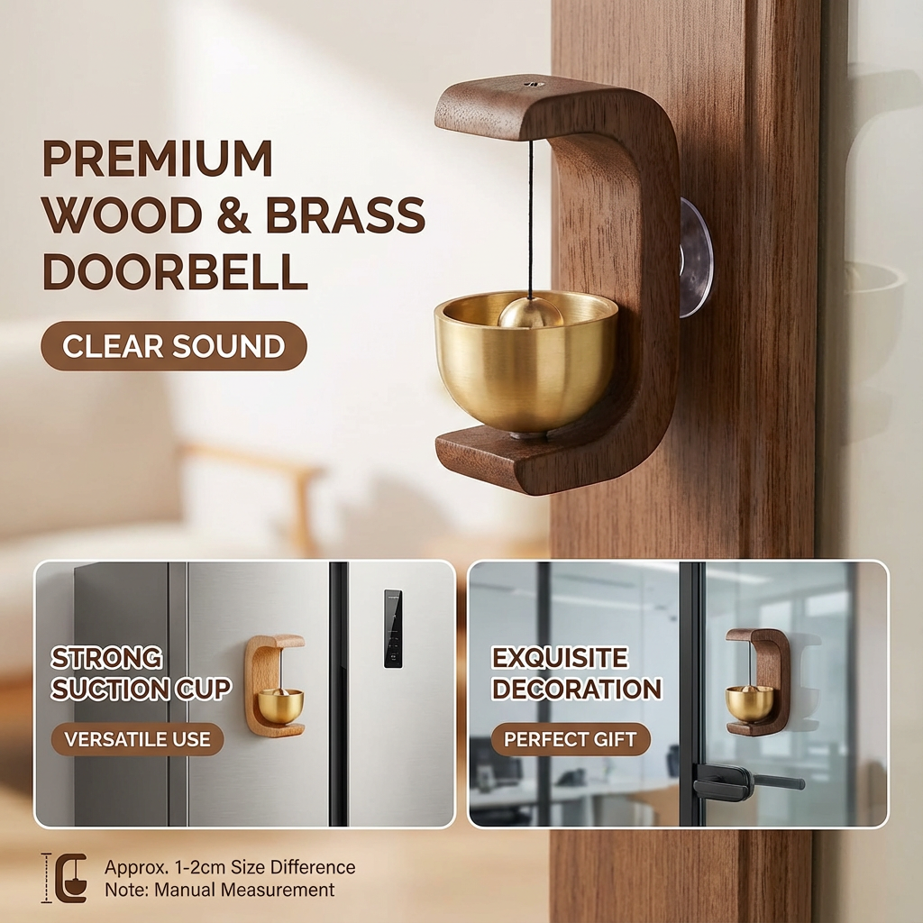 1PC Brass Doorbell Reminder Wind Chime C-Shaped Magnetic Suction Home Car Decoration Unique Housewarming Gift