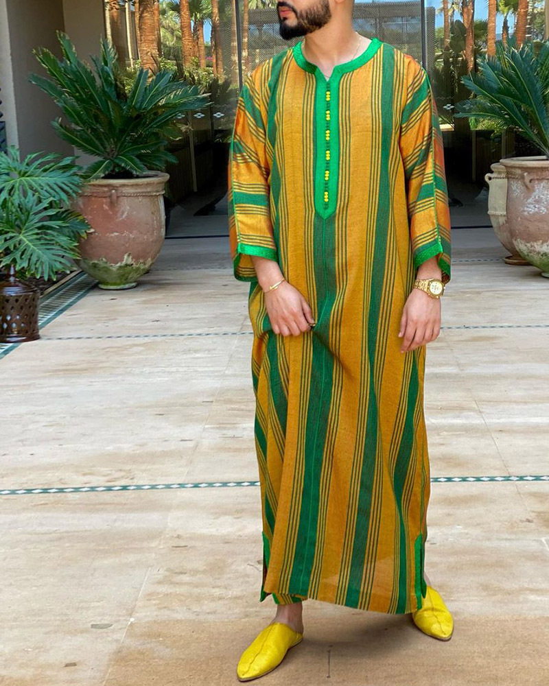 男性のための長袖のthebobe、ストライプの服、イスラム教徒の女性のためのドレス、中級のediarabia、islmomocco、dubai abaya、夏、プリントパターンのバスローブ、eid、2024