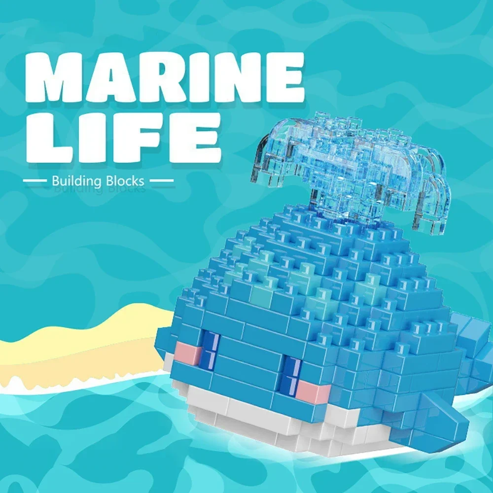 Micro Mini Baksteen Haai Beeldje Pop Bouwpakket - Onderwater Oceaan Thema Leuk Educatief Speelgoed Verjaardag Kinderen Vakantiecadeaus