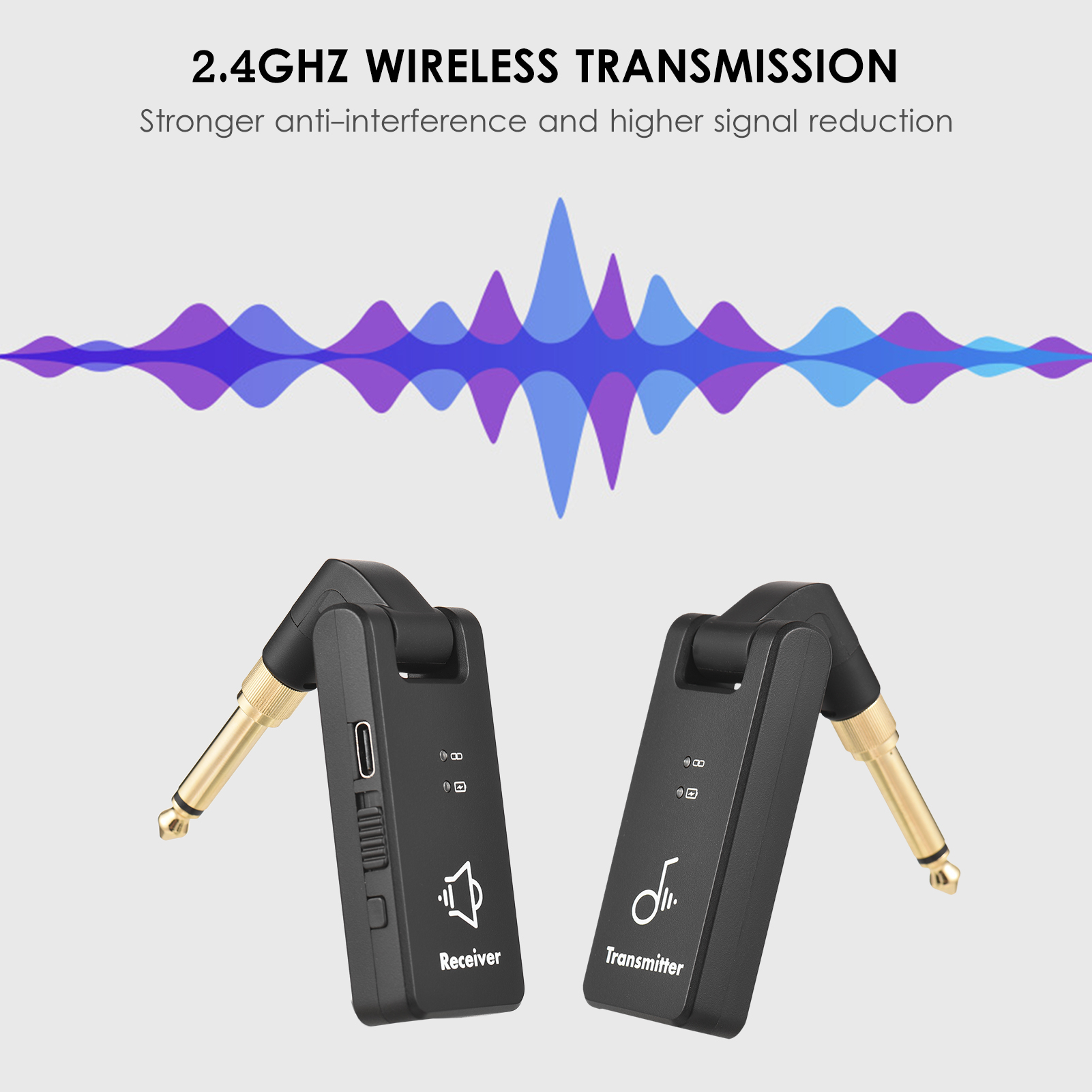 M-vave 2,4 G kabelloses Gitarrensystem WP-8 Gitarrensender Empfänger 2-in-1-Stecker 4 Kanäle kabellose Gitarre mit wiederaufladbarer Box