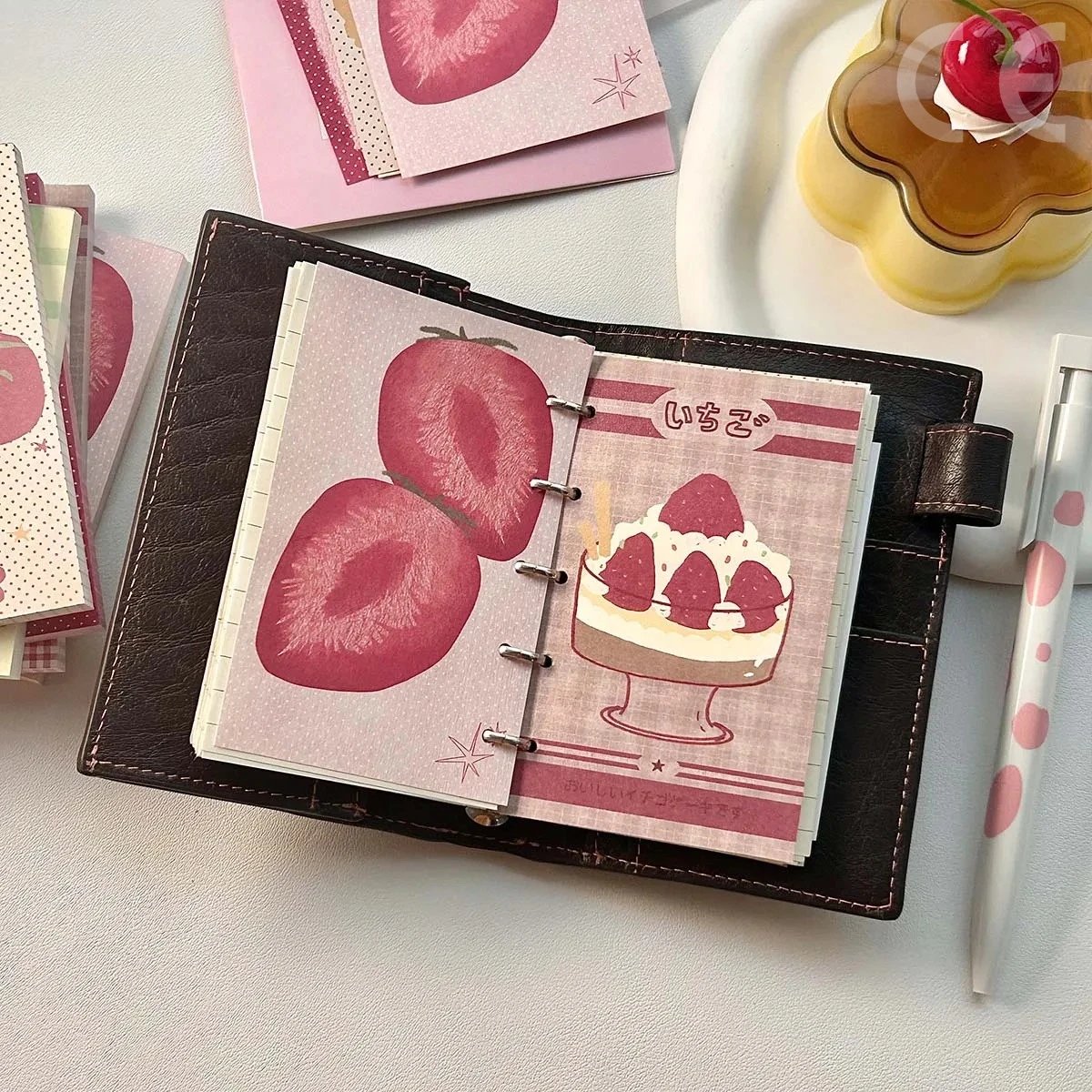 Strawberry Memo Pads Kawaii Korean Style M5 Scrapbook Paper Journal Ins Tomato Notepad Grid Base Paper Decor Supplies