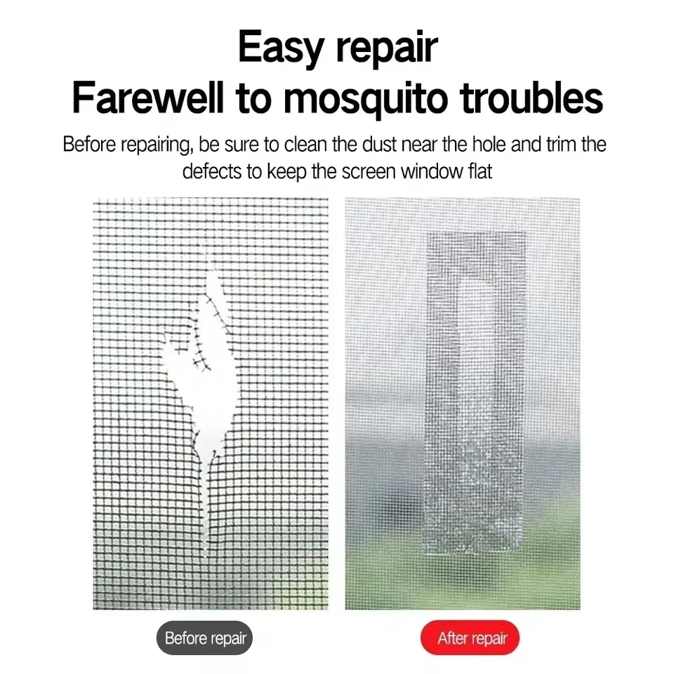 1 Roll Window Screen Repair Tape Self Adhesive Mesh Tape Door Window Net Broken Holes Repairing Fix Patch Anti Insect Mosquito