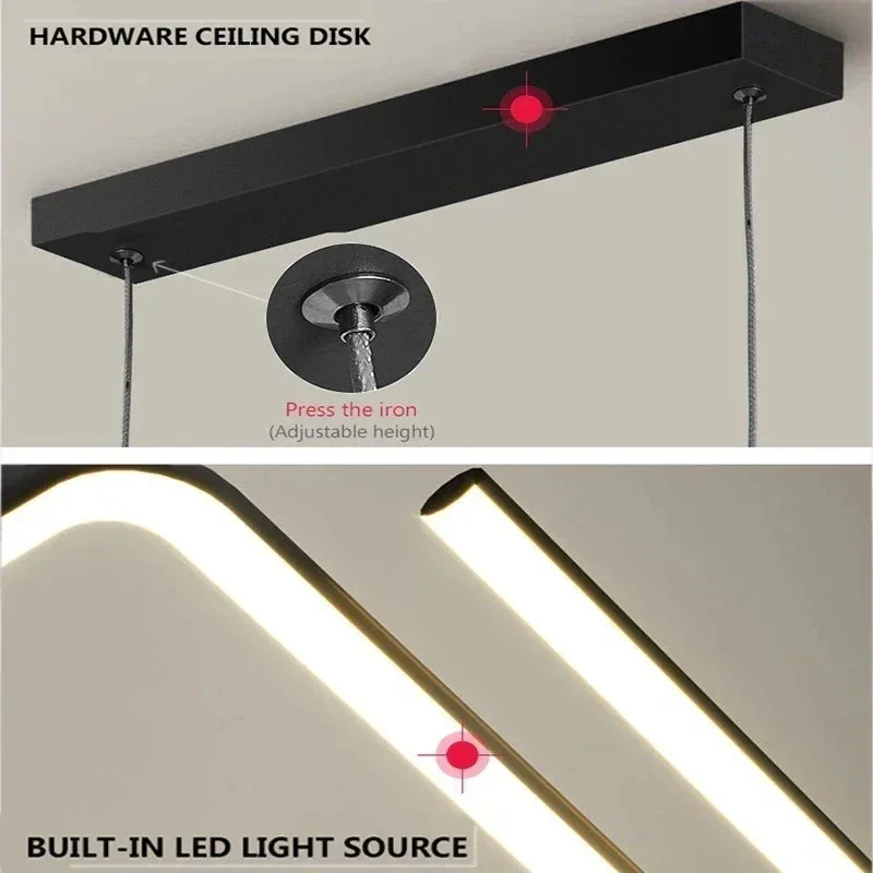 Plafonnier LED Noir au Design Minimaliste Moderne, Luminaire Décoratif d'Nik, Idéal pour un Salon, une Salle à Manger, une Cuisine ou un Bar