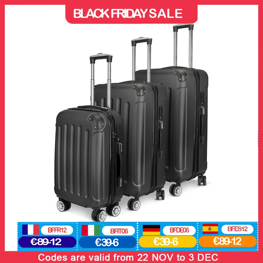 3er-Set mit Schloss, 4 rollenden Spinnerrädern, leichter ABS-Trolley-Reisekoffer für Handgepäck, Geschäftsreisen