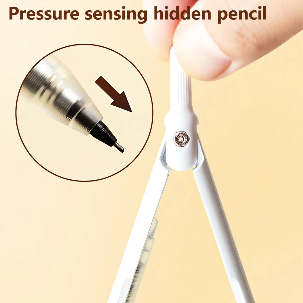 M&G Push-Free Mechanical Lead Compass *1 with Cap for Student Exam Drawing Student Stationery White