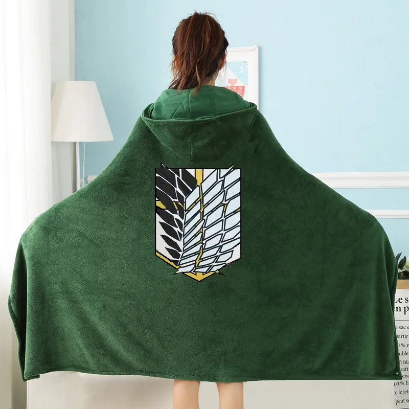 Anime Titan Coperta Mantello Shingeki No Kyojin Survey Corps Mantello Mantello Flanella Costume Cosplay Felpa con cappuccio per Halloween