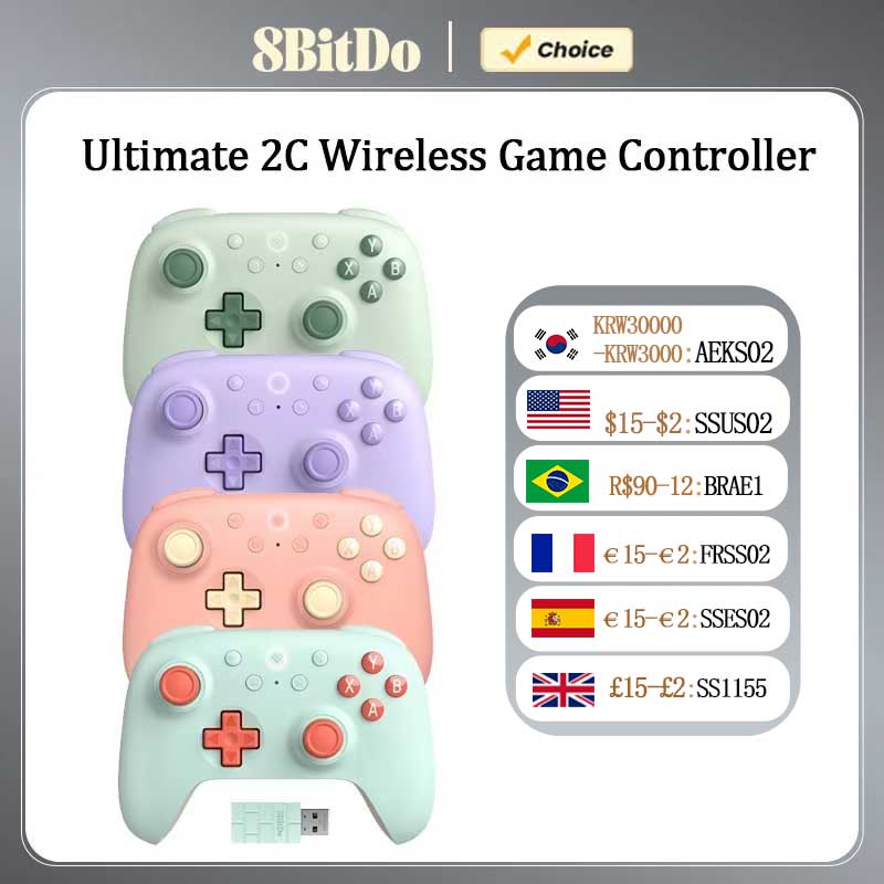 8BitDo Ultimate 2C Wireless Gaming Controller,Gamepad with Hall Effect for PC, Windows 10, 11, Steam Deck, Raspberry Pi, Android