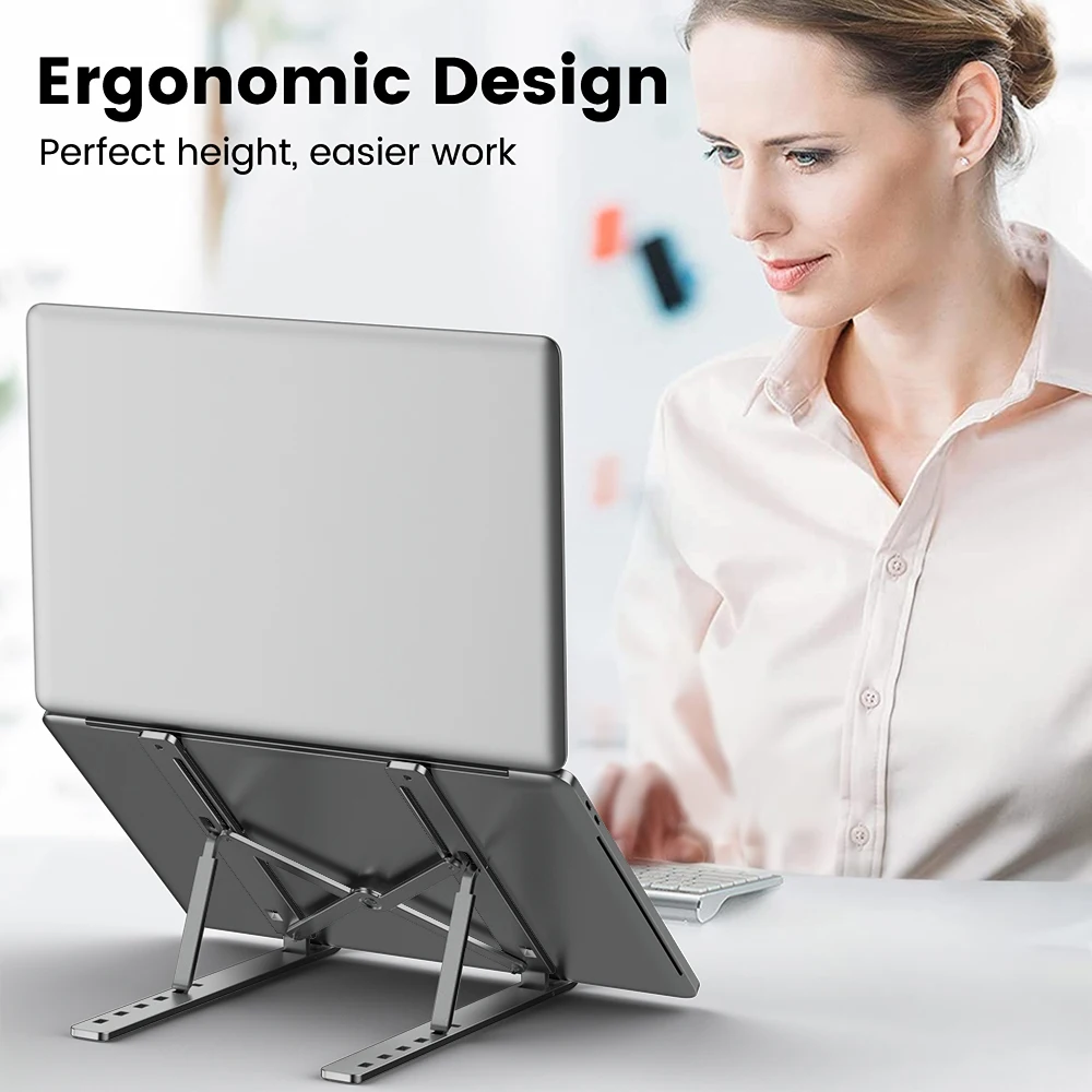 Supporto per laptop pieghevole in alluminio Base di supporto per supporto per notebook portatile regolabile per accessori per staffa di raffreddamento MacBook Air Pro