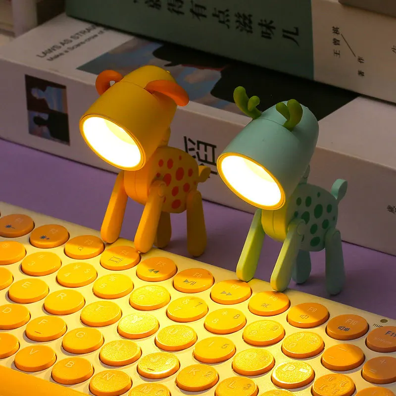 LED Mini Nachtlicht Niedlichen Hund Hirsch Faltbare Schreibtisch Lampen Desktop Ornament Buch Licht Kinderzimmer Nacht Schlafzimmer Dekor Urlaub Geschenke
