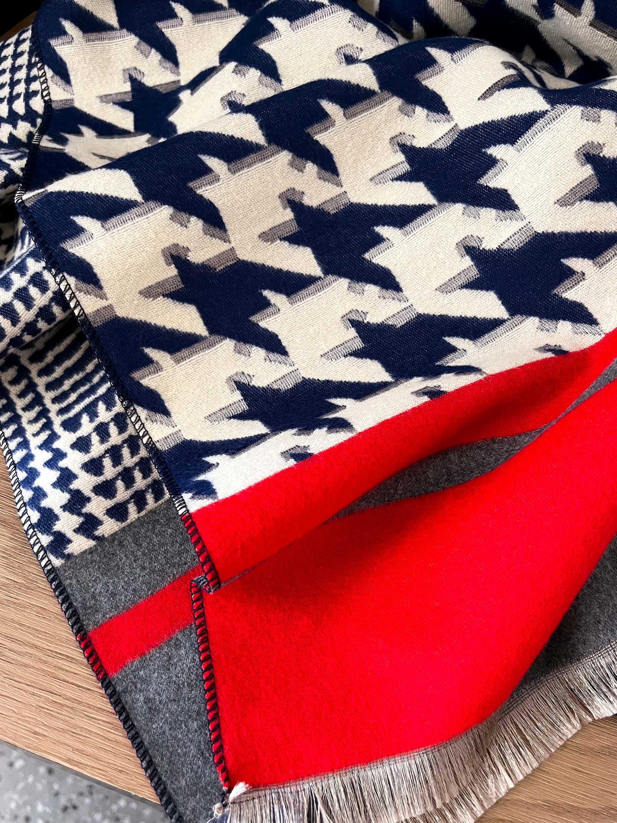 Sacarf de caxemira de luxo para mulheres houndstooth grosso cobertor de inverno com borla grande xale e envoltório bufanda mantilla quente