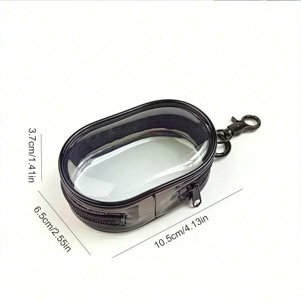 Portable Mini Transparent Storage Bag with Zipper Multifunctional Headphone and Charger Case Travel Accessories with Keychain