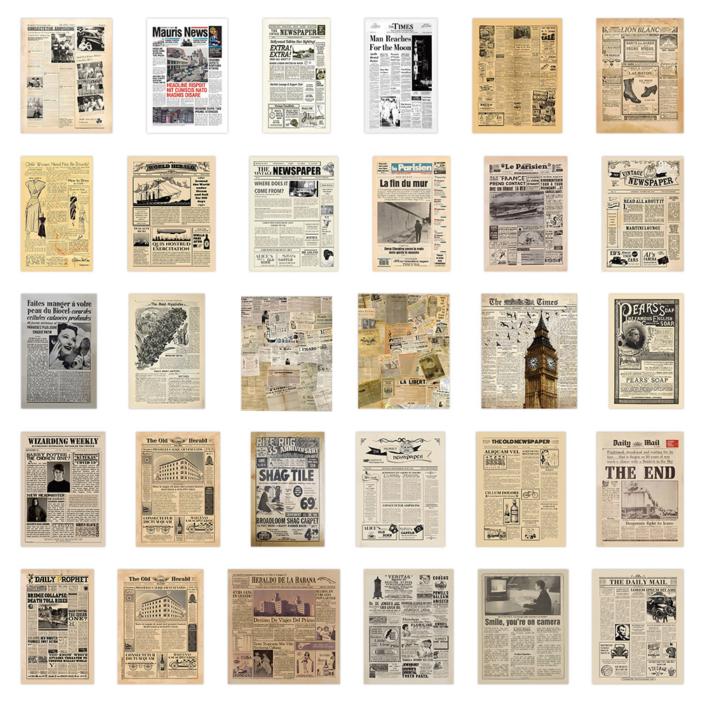 10/30/60 個レトロ雑誌ステッカーヴィンテージ新聞ポスターデカール DIY 日記スーツケーススクラップブック電話バイク落書きステッカーおもちゃ
