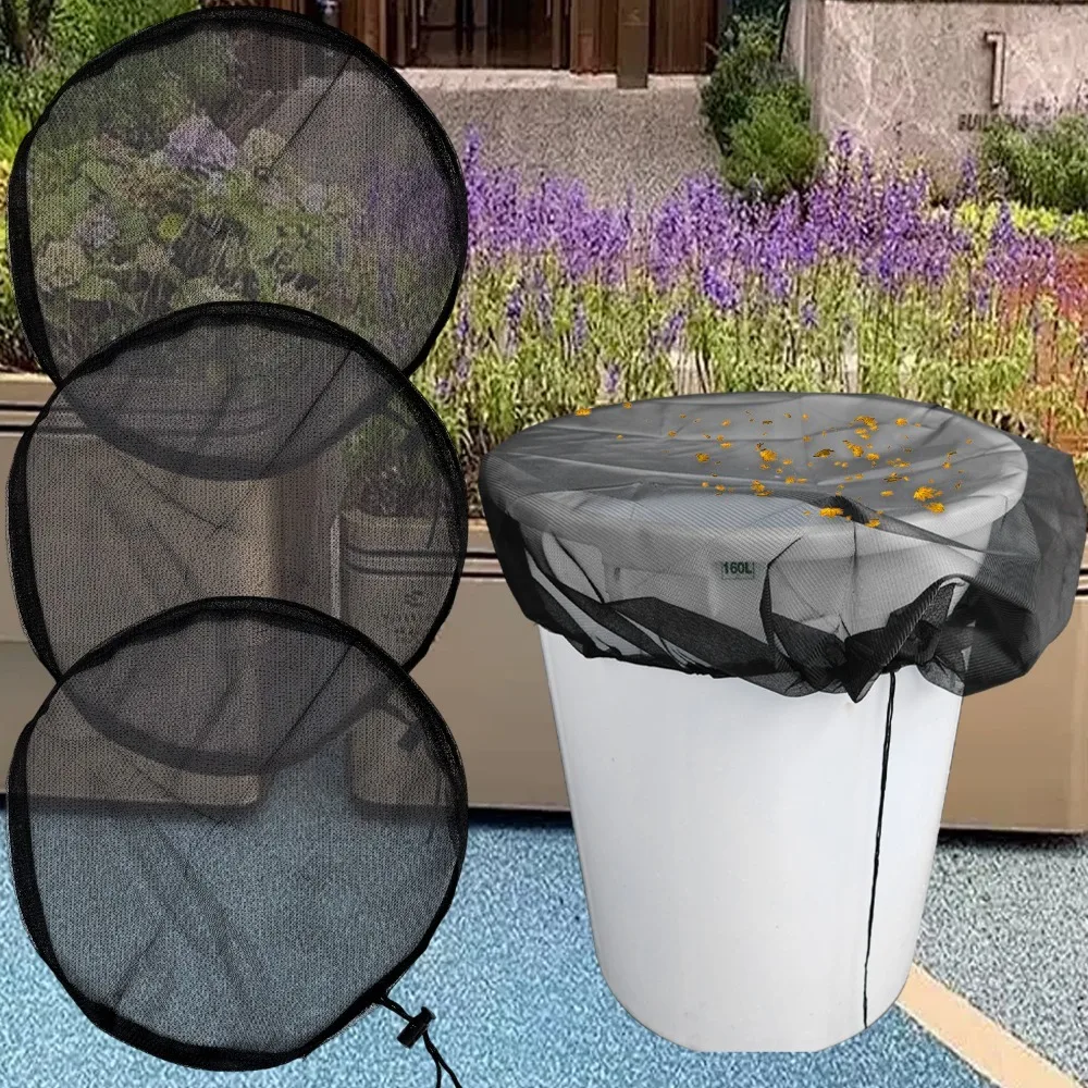 30/60/100cm Rain Barrels Screen Water Bucket Covers Insect Proof Mesh Cover Rain Water Collection Bucket Netting with Drawstring