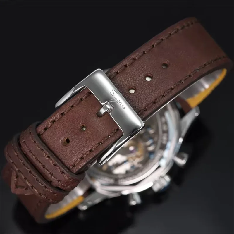 Sugess Đồng Hồ 1963 Chronograph Cơ Đồng Hồ Nữ Hải Âu ST19 Swanneck Phong Trào Phi Công Nam Đồng Hồ Mặt Đá Sapphire Tặng V2