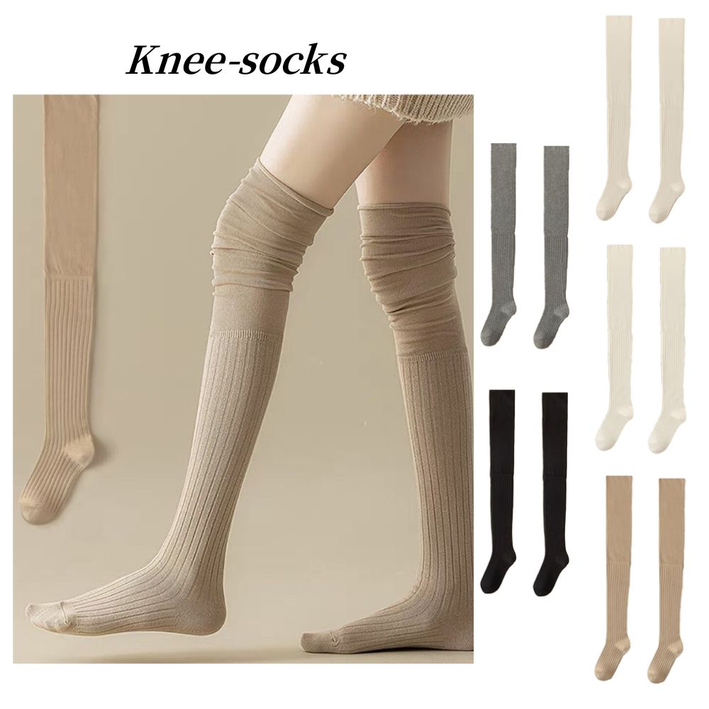 Calcetines largos más cálidos para piernas de invierno y otoño para niñas, calcetines de tubo alto a la moda con Color sólido, calcetines hasta la rodilla para niñas y mujeres, medias suaves
