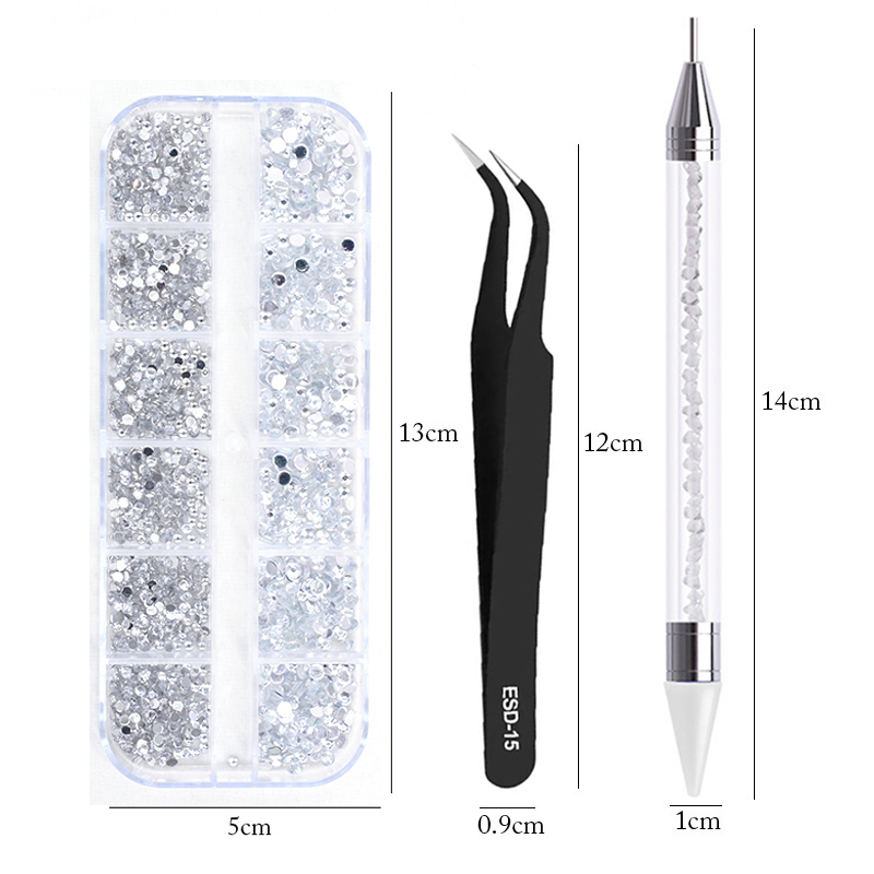 3Pcs/Set Nails Art Accesorios Multi-Size Rhinestones 3D Crystal DIY Decorations Glitter Crystal Rivet Gem 3D Nail Supplies