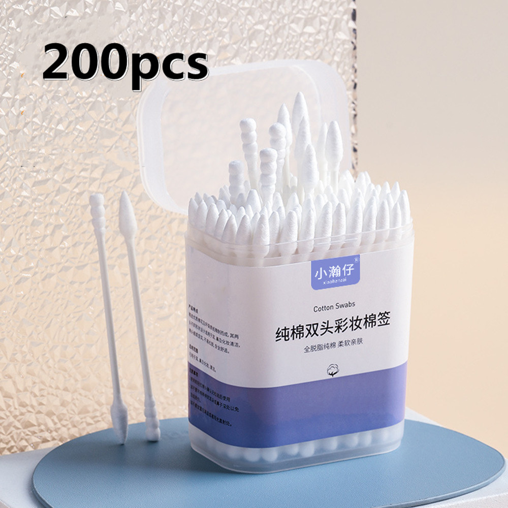Cotonete descartável da dobro-cabeça, 200pcs, cotonete de algodão, batom, orelha, composição, varas da sobrancelha, ferramentas cosméticas