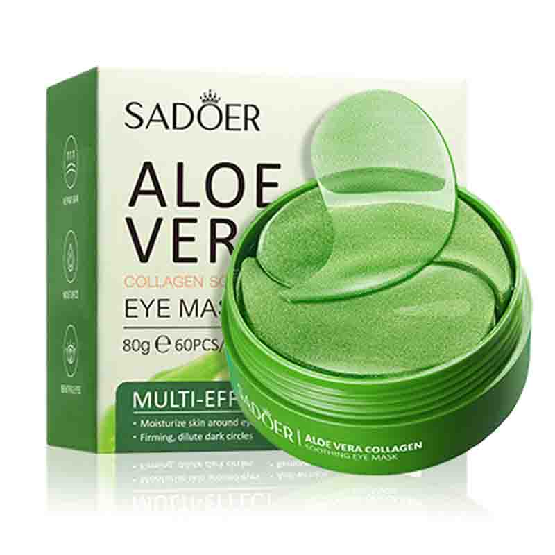 60 Stück SAODER Aloe Vera Kollagen Augenmaske Anti Augenringe Augen Taschen Feuchtigkeitsspendende Straffende Augenklappen Augen Hautpflegeprodukte