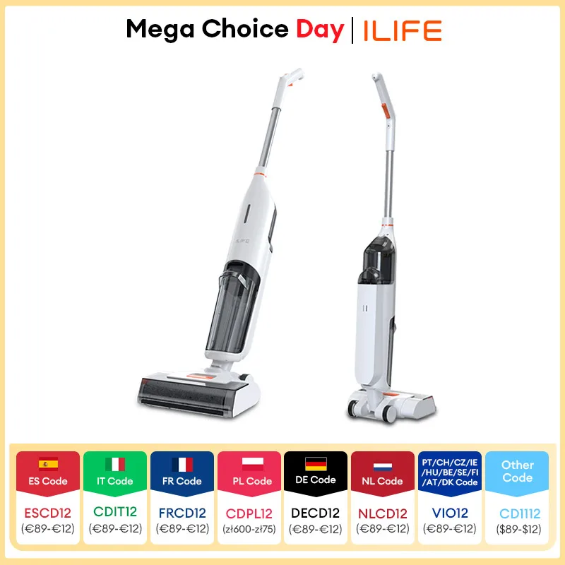 ILIFE W90 Lavaggio intelligente senza fili asciutto e bagnato, aspirazione 5500 Pa, autopulente da 1 minuto, grande doppio serbatoio dell'acqua