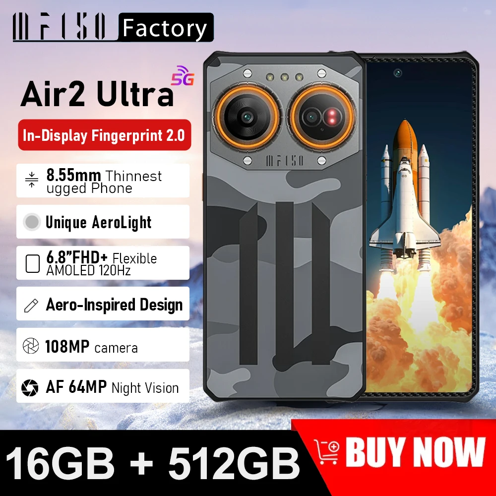 IIIF150 Air2 Ultra 5G teléfono resistente 6,8 ''FHD + 120Hz pantalla AMOLED Flexible 16GB + 512GB cámara de 108MP carga ultrafina y robusta de 65W