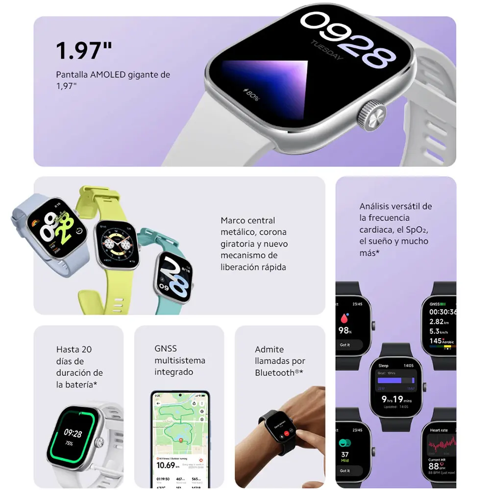 Auf Lager Globale Version Redmi Watch 4 Smartwatch Ultra Large 1,97'' AMOLED-Display 20 Tage Akkulaufzeit Unterstützt 5 Systeme