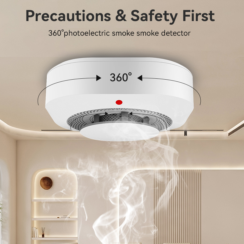 Smart Smoke Detector Security Protection Smoke Alarm Fire Protection For Home Security Via Smart Life App ﻿