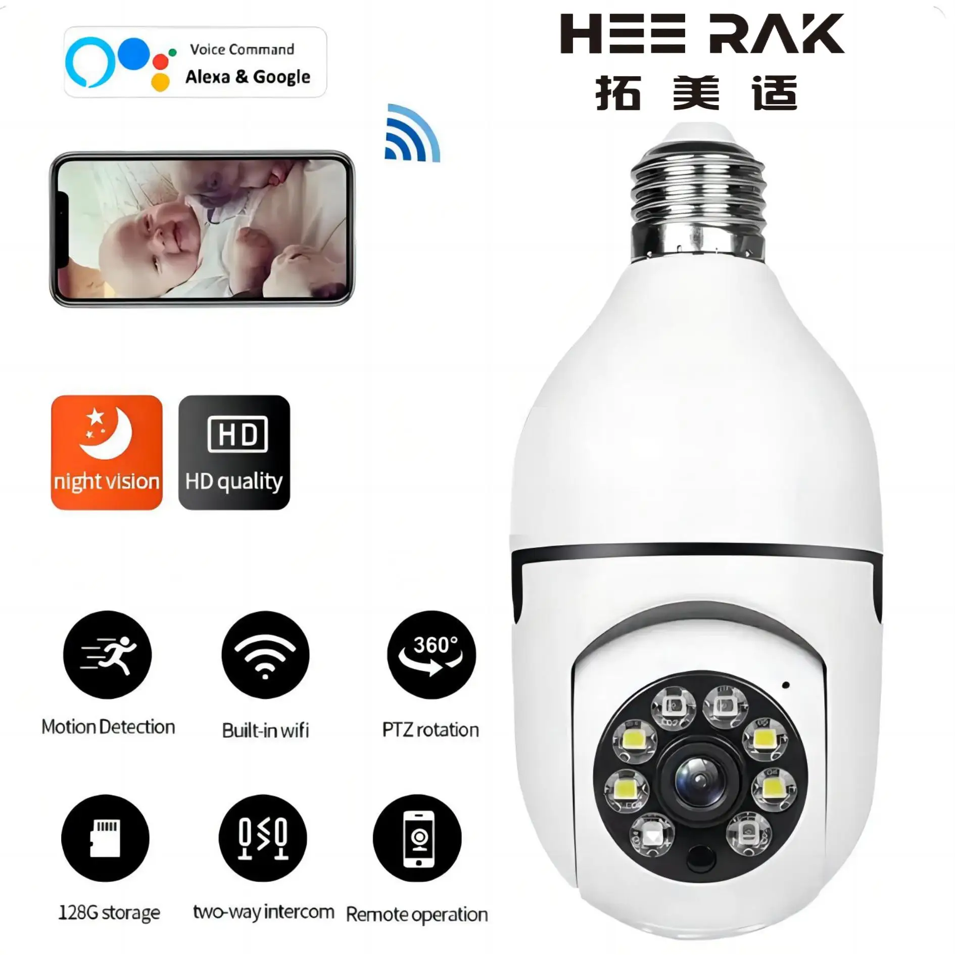 Full Color Night Vision 5G Bulb E27 Surveillance Camera Automatic Human Tracking Zoom Indoor Security Monitor Wifi Camera