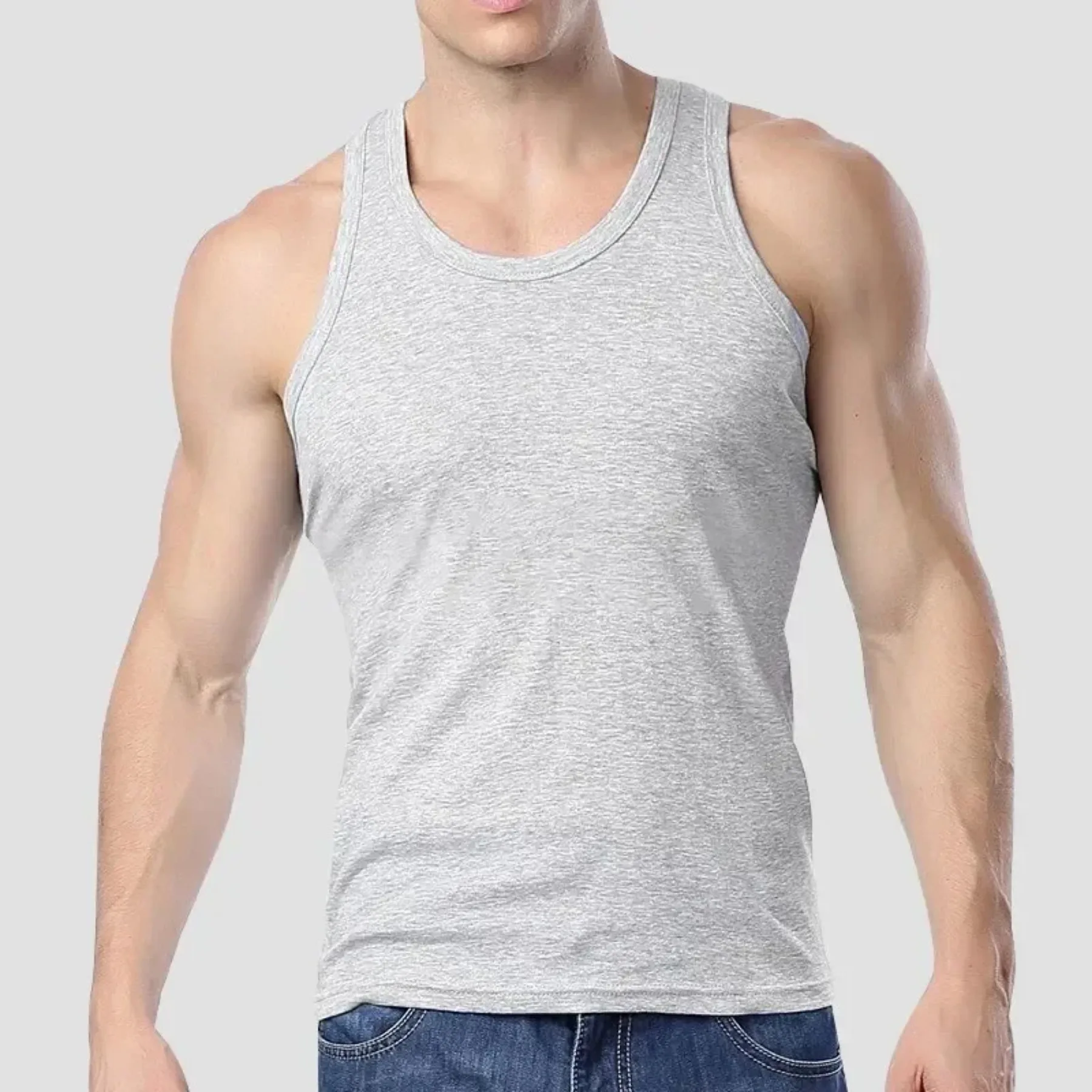2025 Gilet attillato in cotone leggero estivo da uomo nuovo, pigiama casual per la famiglia, top attillato per esterni, gilet traspirante ad asciugatura rapida