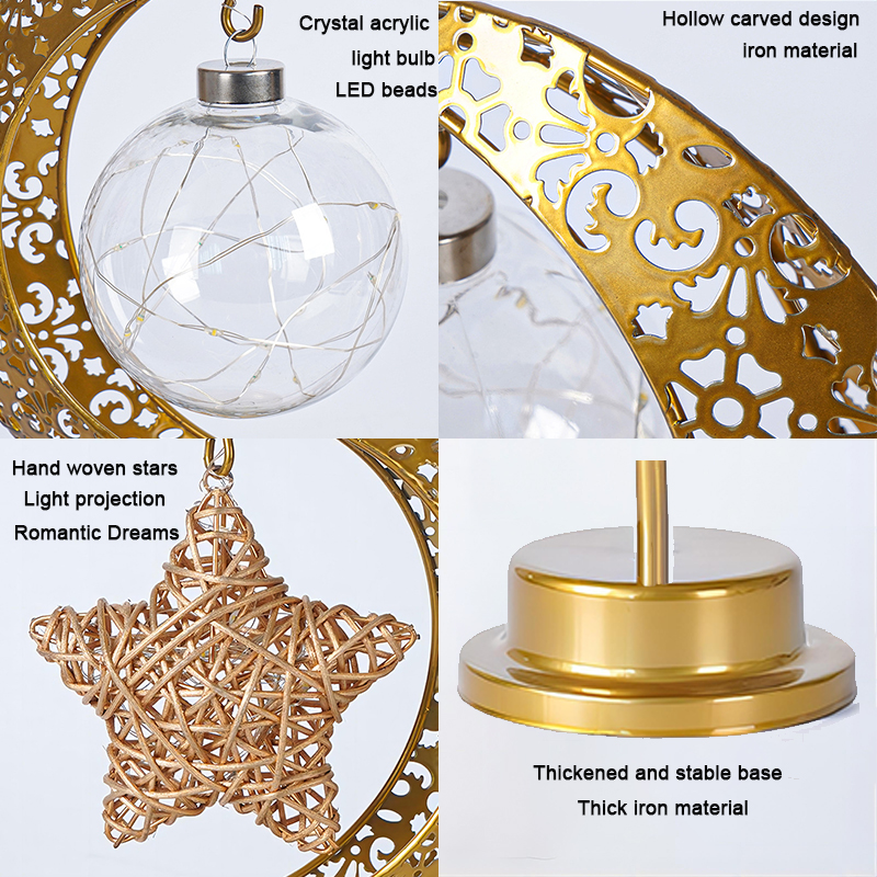 Eid Mubarak Étoile Lune Lumière Chambre LED Lampe de Table Musulman Ramanda Festival Veilleuse Atmosphère De Noël Fête De Mariage Lumière