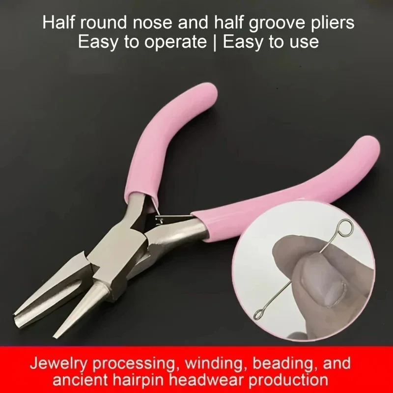Alicates cóncavos redondos profesionales de 5 pulgadas, utilizados para la fabricación de joyas, mini herramientas de bucle de alambre de precisión, herramientas manuales ideales de bricolaje