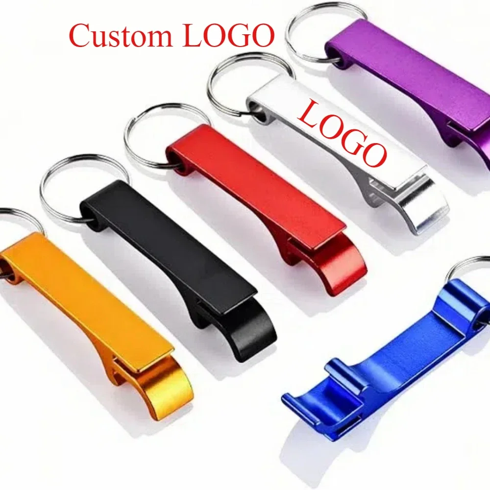 Aangepaste LOGO naam flesopener bier sleutelhanger sleutelhanger multifunctionele laser carving sleutelhanger ketting bar AD multi kleur cadeau