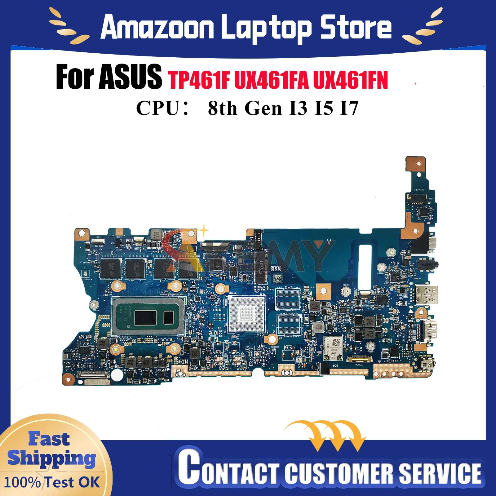 UX461FA Motherboard Laptop UNTUK ASUS ZenBook TP461UA TP461UN UX461 UX46UA UX46UN Mainboard dengan I3 I5 I7 CPU 100% Tes OK Stk