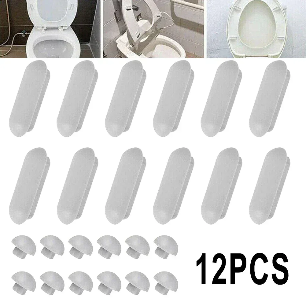 12 Uds. Parachoques para asiento de inodoro, cubierta superior para asiento, tapón de cojín, juntas de accesorios de baño grises