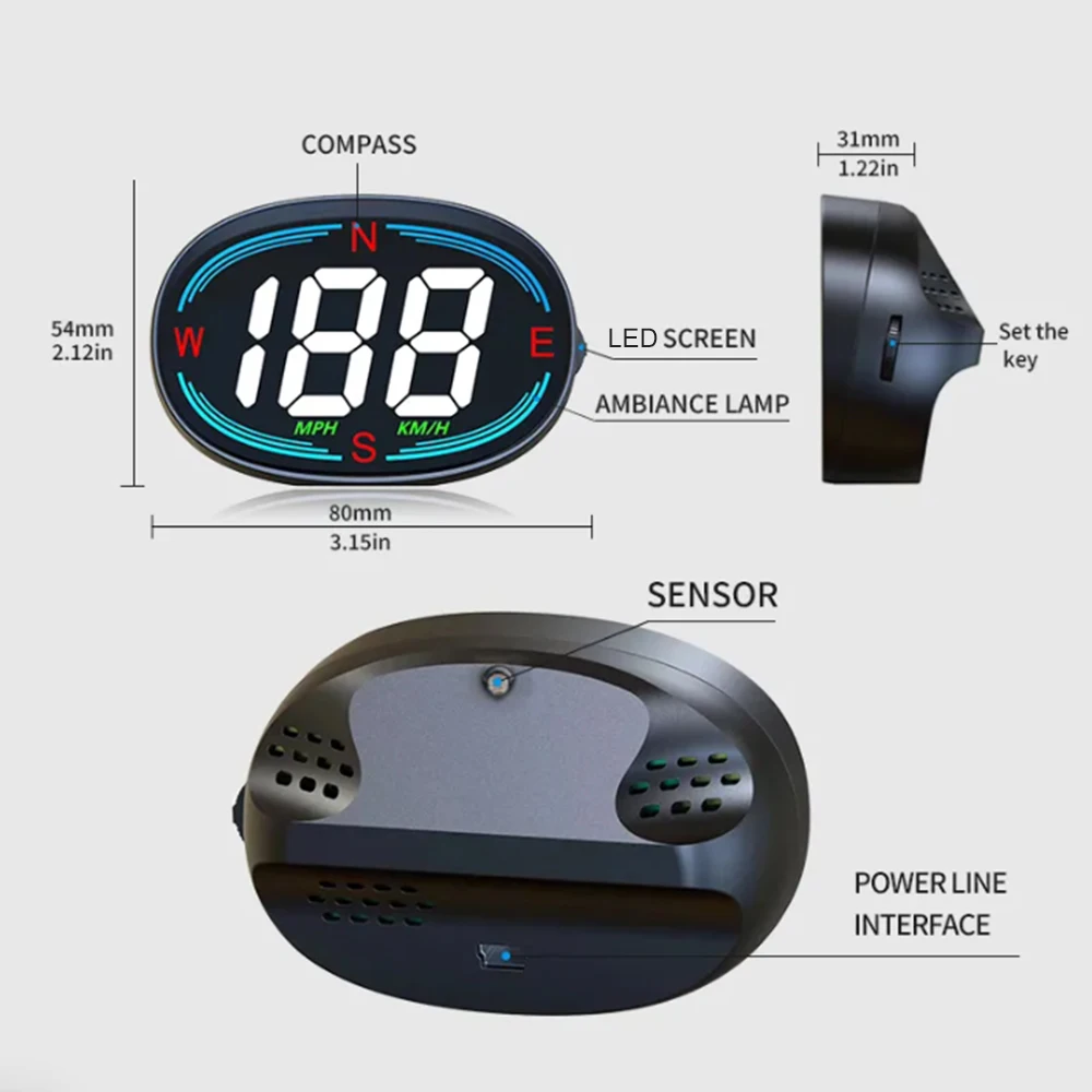 KWHUD H2 HUD Head Up Display GPS velocímetro Digital para medidor de velocidad de coche MPH KM/H USB Plug & Play dispositivos electrónicos para automóviles