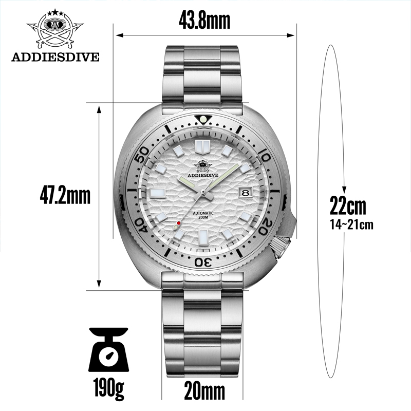 Addiesdive Herren Automatik uhr super leuchtend nh35a 200m wasserdicht automatische Taucher Herren mechanische Uhr Edelstahl