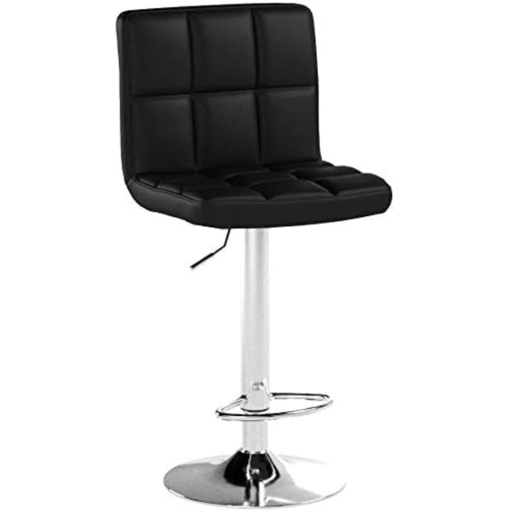 Juego de taburetes de bar de 2 piezas, taburete de bar de cuero sintético de altura ajustable, 360 °   Taburete de cocina giratorio con respaldo y reposapiés