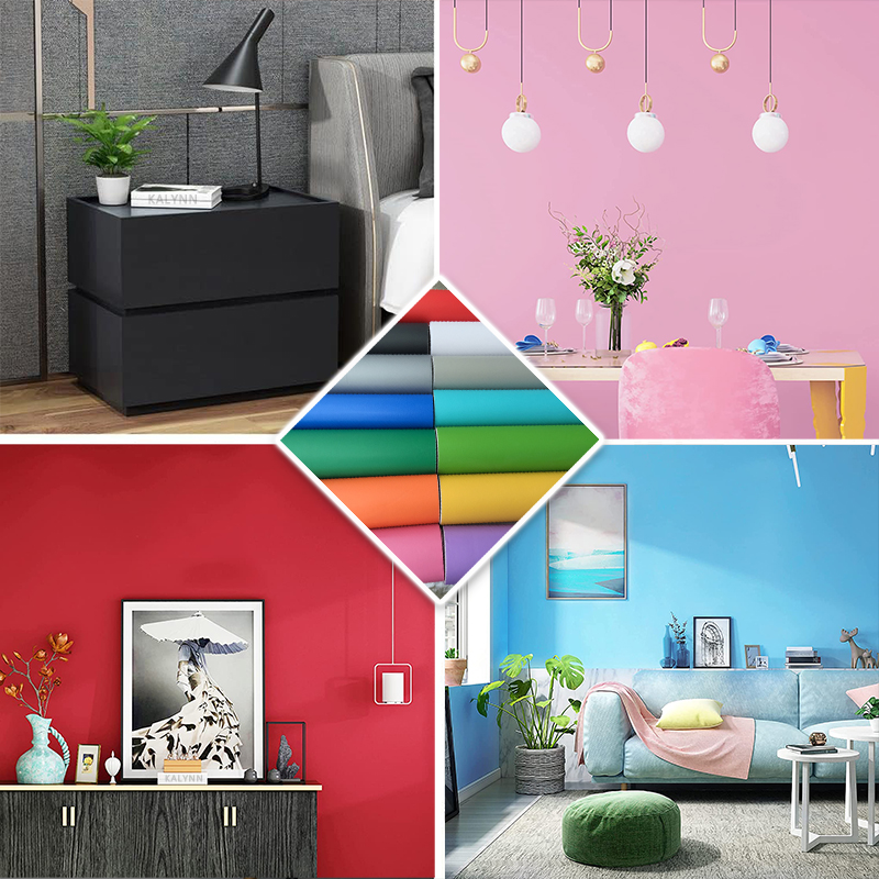 Papel de parede à prova d'água de cor sólida, autoadesivo, preto, branco, guarda-roupa, cozinha, móveis foscos, largura personalizável