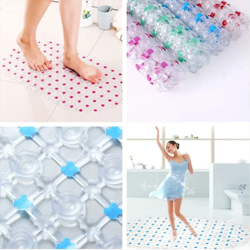 PVC Anti-skid Bath Mats Soft  Shower Mat Massage Mat with Suction Cup Non-slip Bathtu Bath Mat Bathroom Accessories Hot