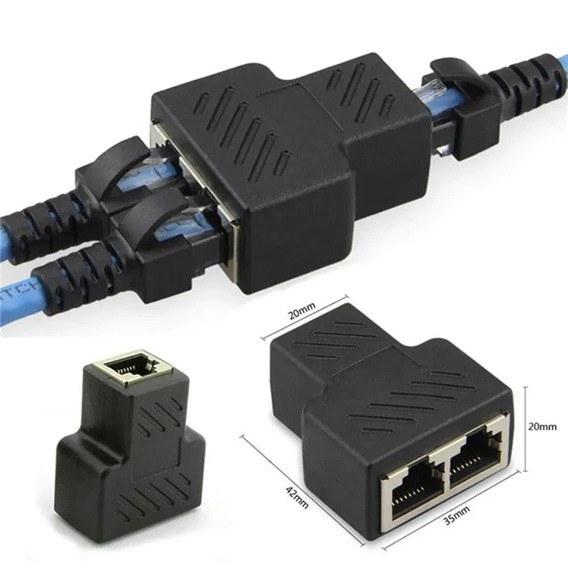 8P8C อะแดปเตอร์เชื่อมต่อเครือข่าย RJ45 ผู้จัดจําหน่าย Ethernet 1-on-2 ปลั๊ก Expander (เสียบใช้ 2 ร่วมกัน)