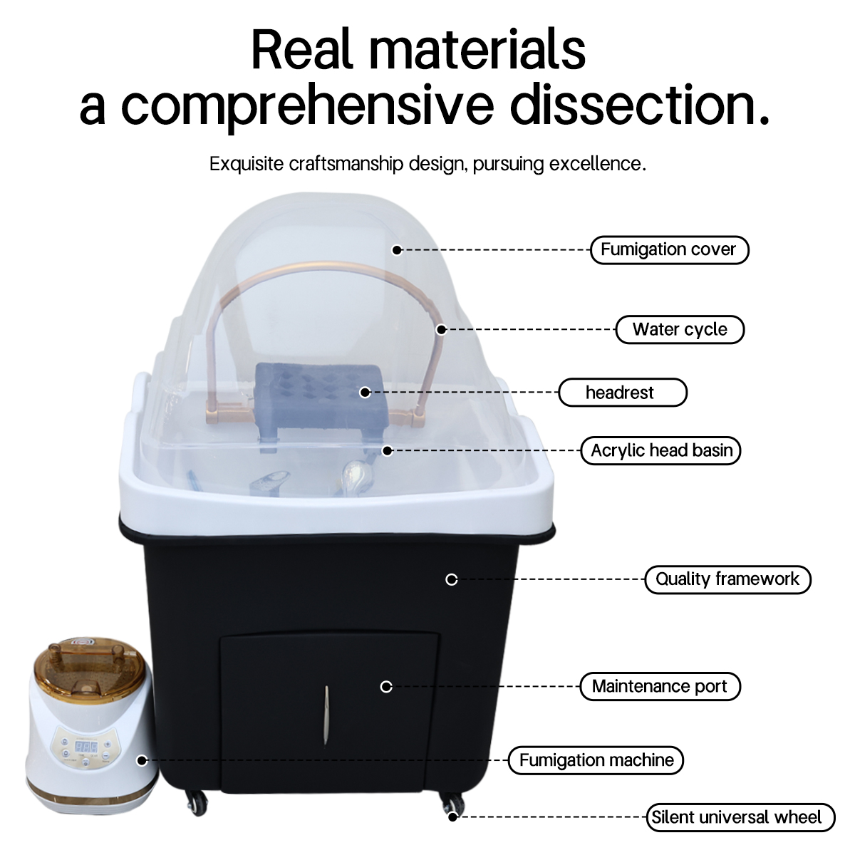 Movable head treatment basin water circulation beauty hair spa salon shampoo sink for barbershop