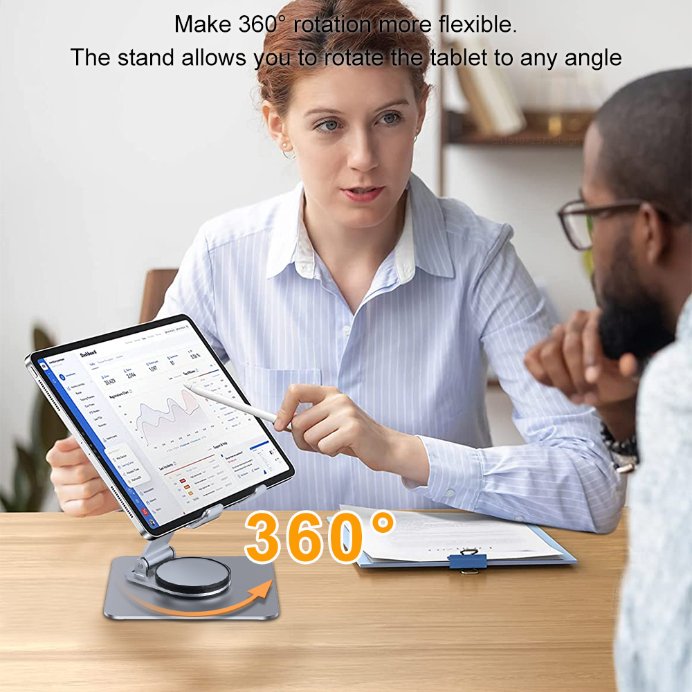 ที่วางแท็บเล็ตสําหรับ iPad Pro Stand 360 ° การหมุนแบบพกพาพับอลูมิเนียมเดสก์ท็อปรองรับสําหรับ Xiaomi Samsung Tab แล็ปท็อป