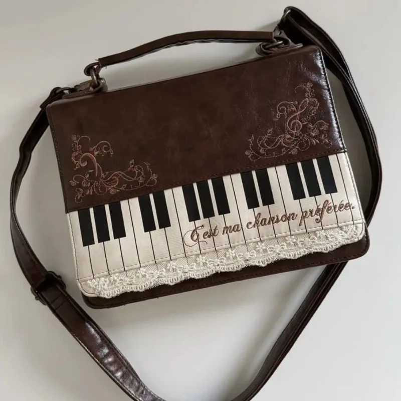 Mochilas de encaje de Piano Y2K, mochilas cruzadas para chica HIA, maletín de textura Simple artístico Retro, Mini bolso para teléfono, bolso de hombro nuevo