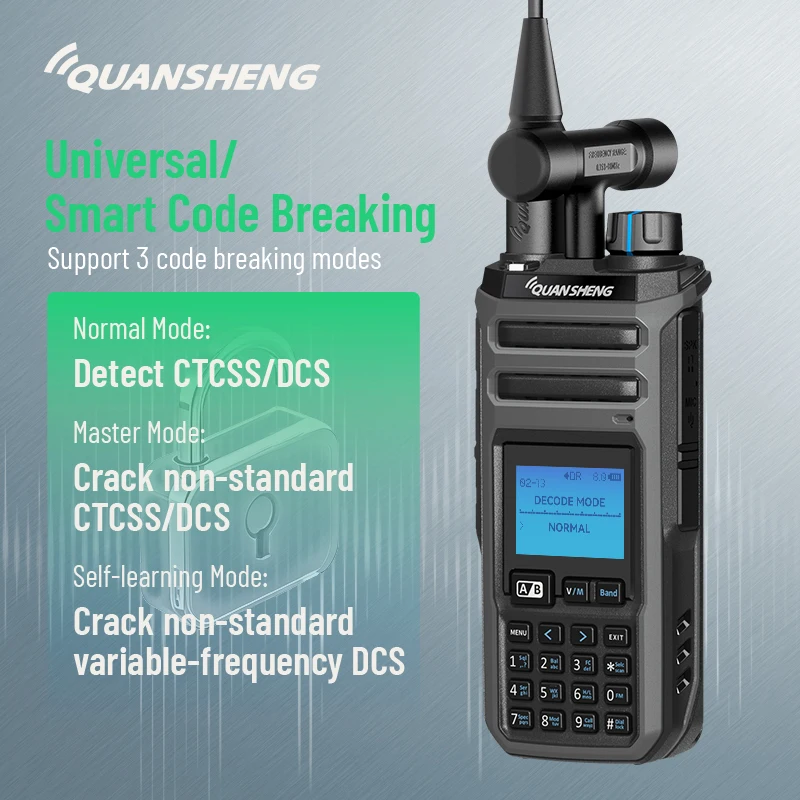 Quansheng TK11(5) Walkie Talkie 10W Radio de doble banda 999 canales UHF VHF DTMF AM FM SSB NOAA Radio bidireccional de frecuencia inalámbrica