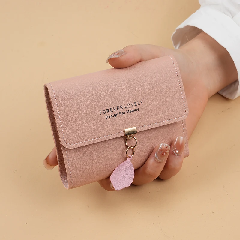 Dompet koin คลัทช์พับสามทบกระเป๋าใส่บัตรเครดิตมินิมอลลิสต์กระเป๋าสตางค์ลำลองของผู้หญิง